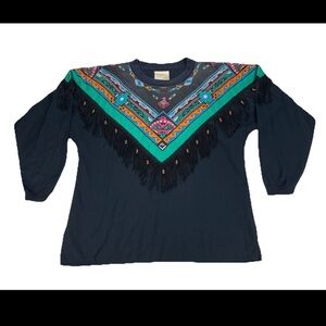 Vintage Hazelwoods Cowgirl Western Fringe Shirt Womens Sz. Medium Made In USA